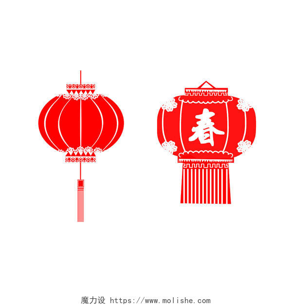 灯笼挂饰套图元素中国风剪纸贴画春节喜庆PNG素材